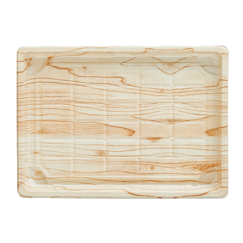 WP-11 | Wood Grain Color PET Sushi Container 260 X 187 x 23.5mm - 200 SETs