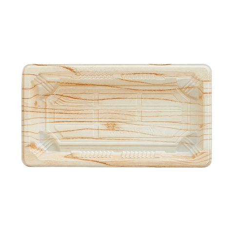 WP-1 | Wood Grain Color PET Sushi Container 163.8 X 88.8 X 21mm - 600 SETs