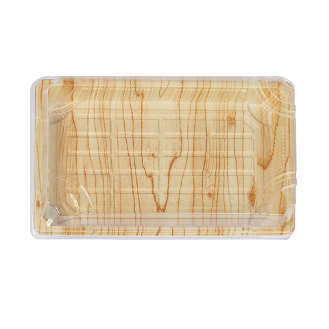 WP-7 | Wood Grain Color PET Sushi Container 216 X 135 X 20mm - 400 SETs