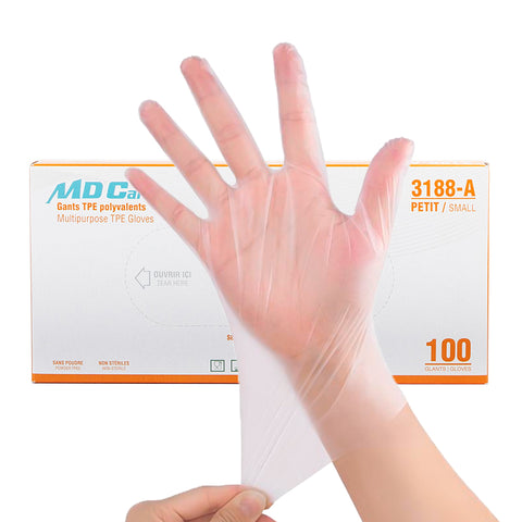 3188-A | MDcare Clear Stretch TPE Gloves Size: Small - 100PCs x 10