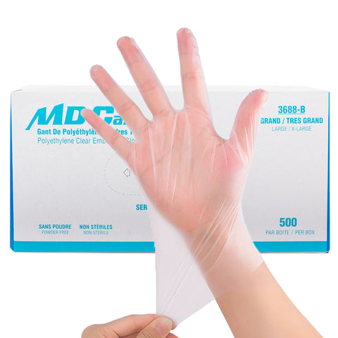 3688-B | MDCare Clear High Density Polyethylene Gloves Size: Large/X-Large - 500PCs x 20