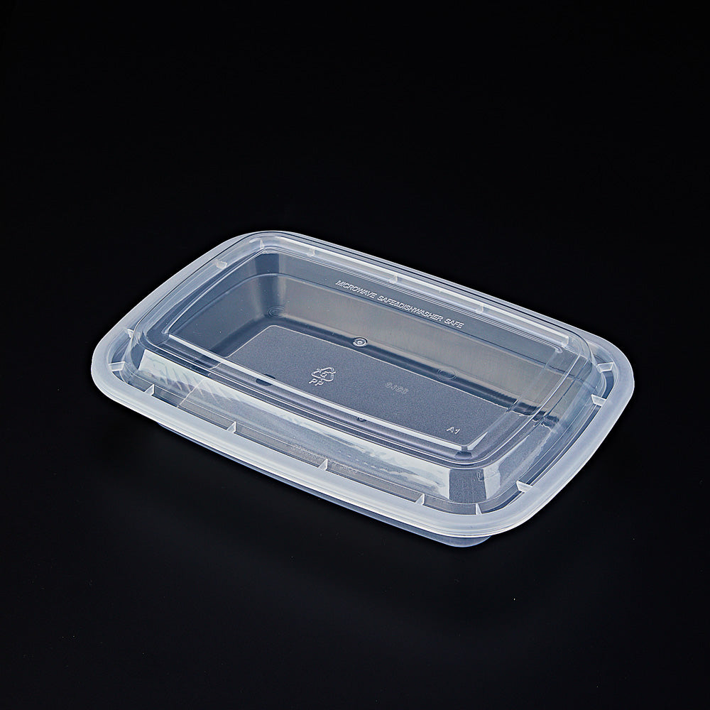 818-16C | 16 oz Rectangular Microwavable Food Containers, Clear Base ...