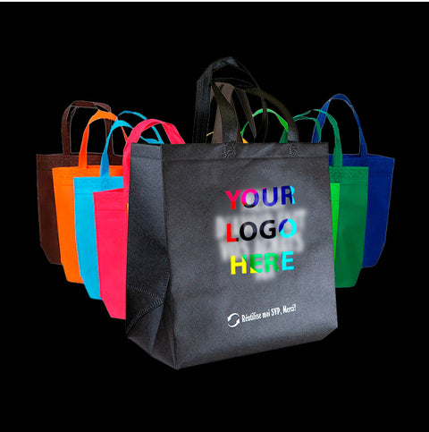 Custom 2 COLOUR 2 SIDES Printed Reusable Non-Woven Tote Shopping Bag With Handle - 6,000 PCs(300PCs x 20Cs) Min