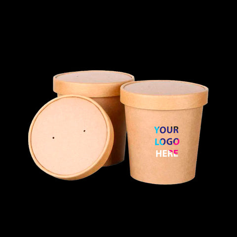 Conteneurs en papier kraft ronds imprimés en couleur personnalisés - 50 000 PC (500PCs x 100Cs) Min