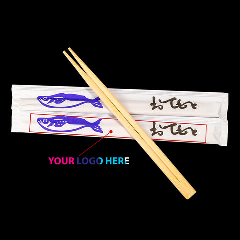 Custom Full Color Printed Twin Paper Wrapped Chopsticks - 100,000 Pairs(2000Pairs x 50Cs) Min